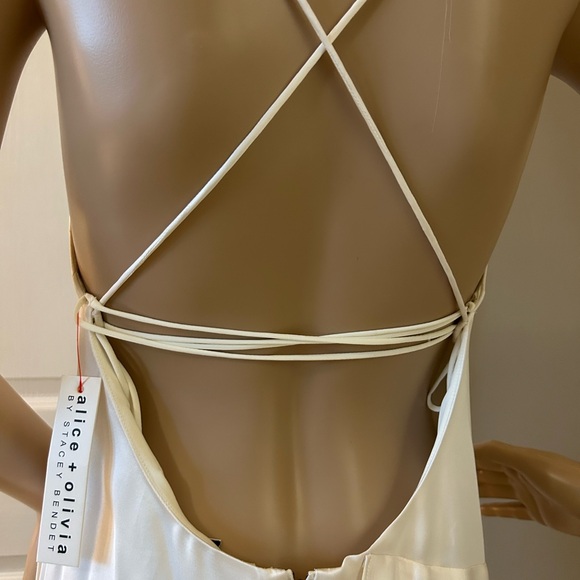 Alice + Olivia Cream Asymmetrical Cowl Neck Sundress - Picture 7 of 8